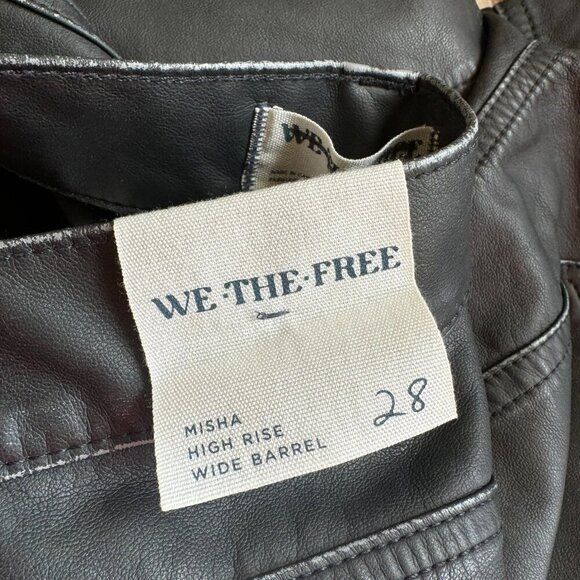 NWT Free People We The Free Misha Vegan Leather Pants Barrel Wide Leg Jeans 28 - Picture 4 of 9